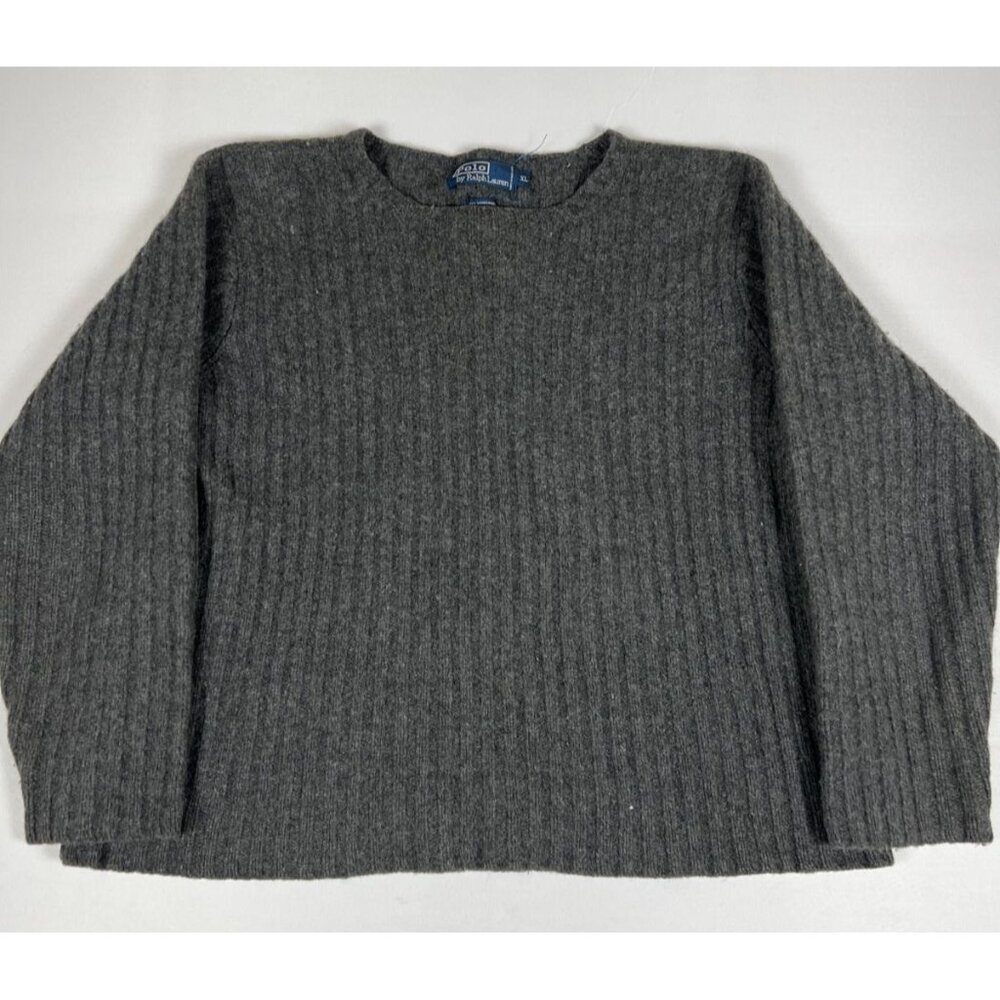 Polo Ralph Lauren Gray Lambswool Cashmere Sweater Women XL 21.5 Vintage